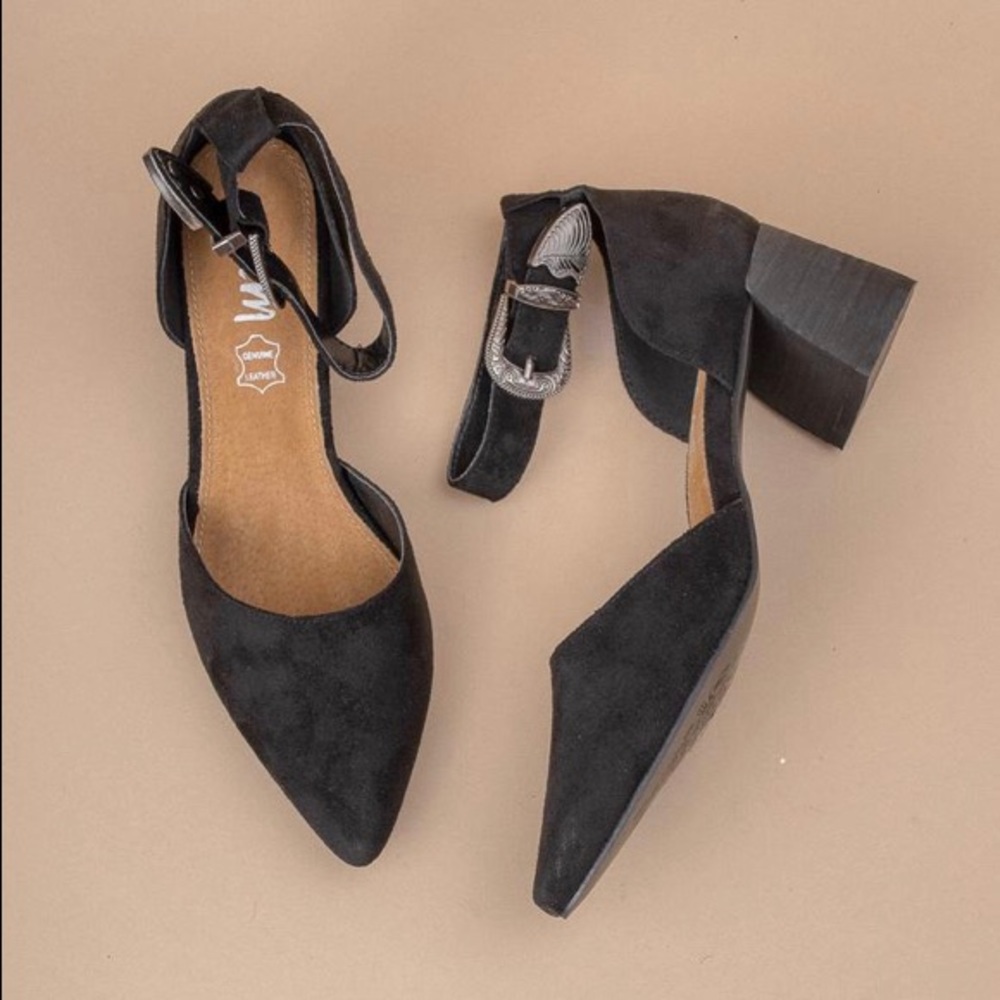 Black D'ORSAY LOW HEEL With Buckle NWT Size: 5.5